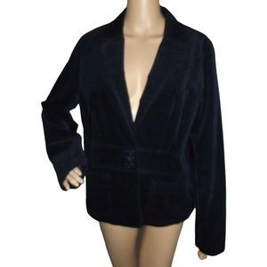 Jones New York Sport Size Large Navy Blue Soft Corduroy 3-Button Blazer jacket L